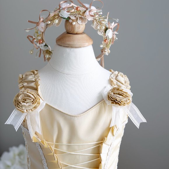 Gold Flower Girl Party Dress Princess Formal Special Occasion Size 2 NWT - Picture 4 of 12